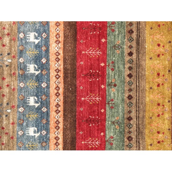 Pasargad Home Gabbeh Hand-Knotted Lamb's Wool Area Rug- 5' 6" X 7' 10"