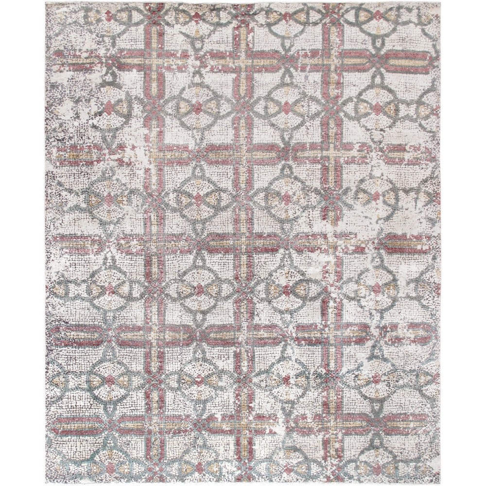 Pasargad Home Modern Gemstone Hand-Knotted Silk & Wool Area Rug- 8' 0" X 9' 10"