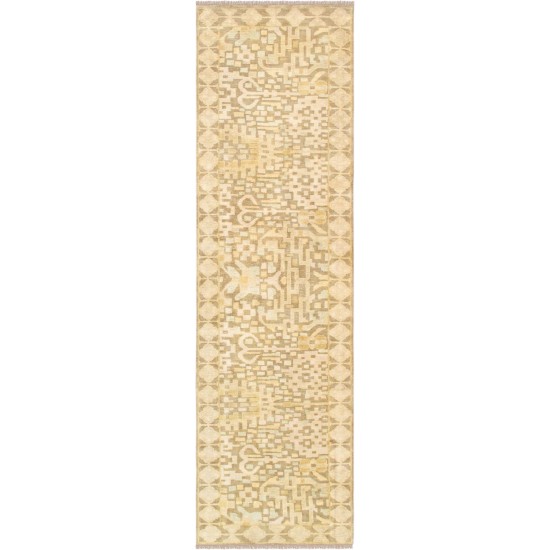 Pasargad Home Oushak Collection Hand-Knotted Lamb's Wool Runner- 3' 4" X 11' 7"