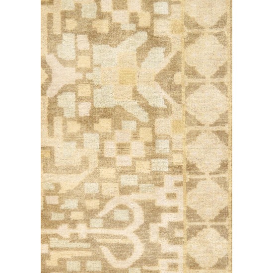 Pasargad Home Oushak Collection Hand-Knotted Lamb's Wool Runner- 3' 4" X 11' 7"