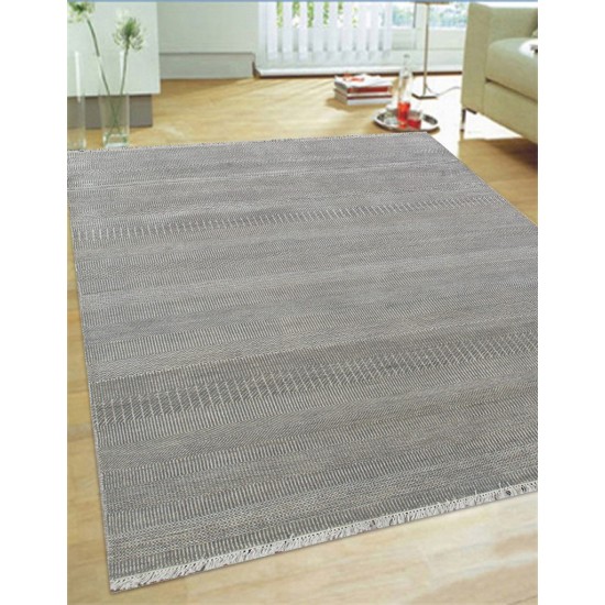 Pasargad Home Transitional Hand-Knotted Silk & Wool Area Rug- 5' 6" X 8' 0"