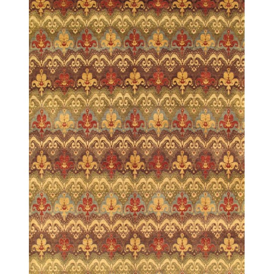 Pasargad Home Ikat Collection Hand-Knotted Lamb's Wool Area Rug- 8' 10" X 12' 1"