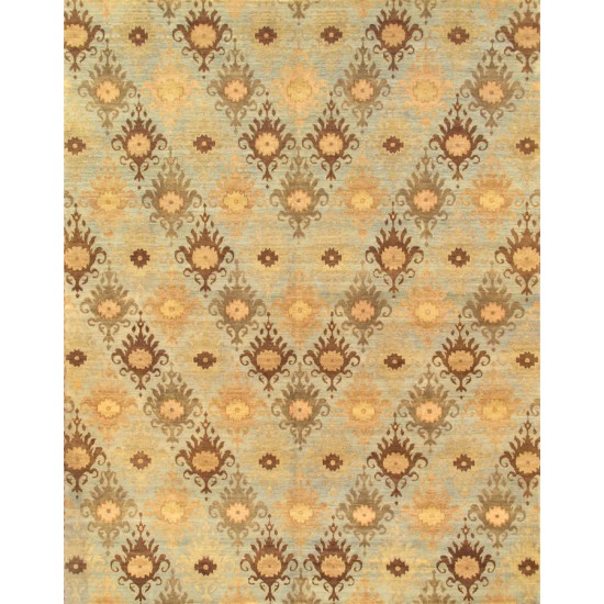 Pasargad Home Ikat Hand-Knotted Lamb's Wool Area Rug- 9' 2" X 12' 0" IKAT-2 9X12