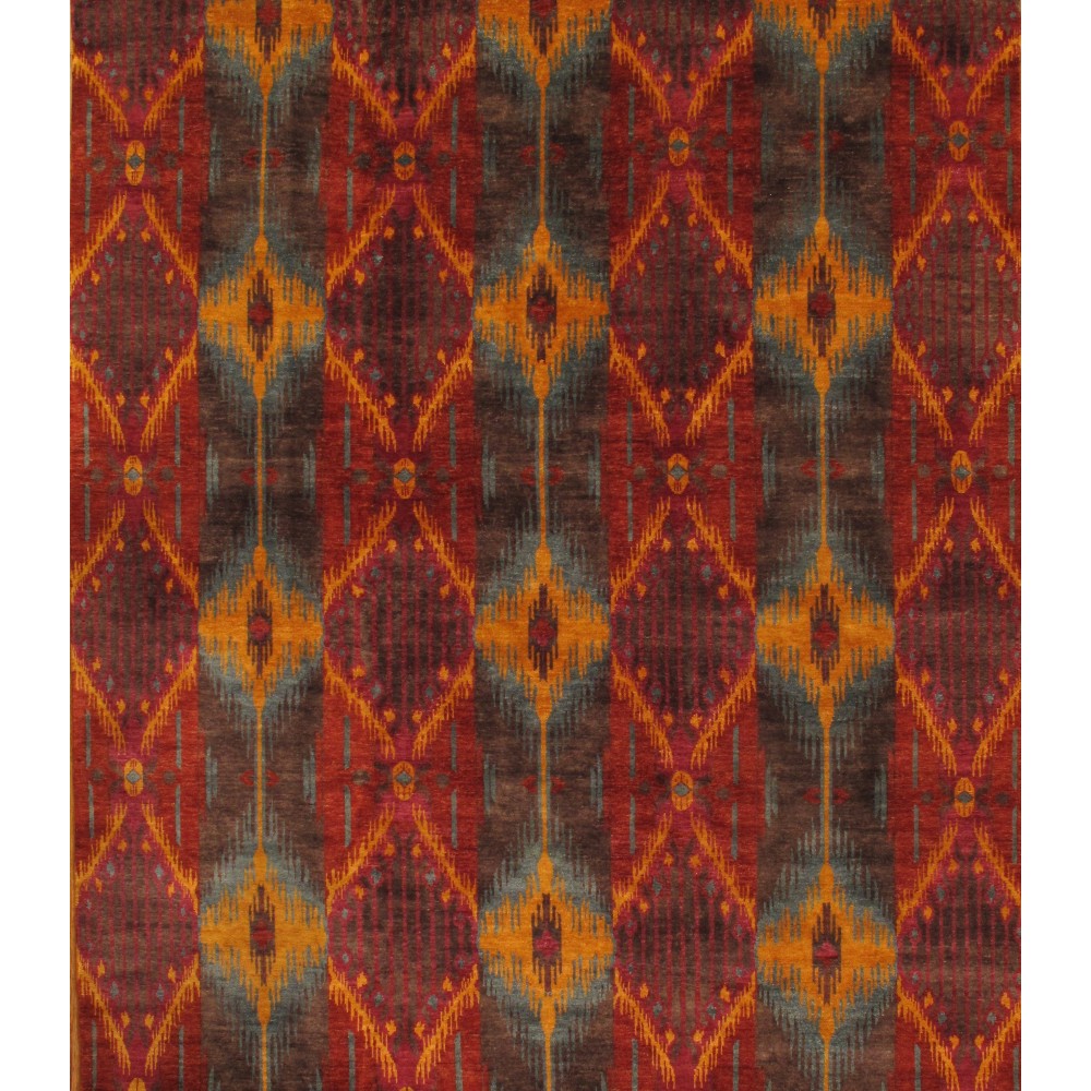 Pasargad Ikat Collection Hand-Knotted Lamb's Wool Area Rug- 9' 3" X 12' 2" Pasargad Ikat Collection Hand-Knotted Lamb's Wool Area Rug- 9' 3" X 12' 2"