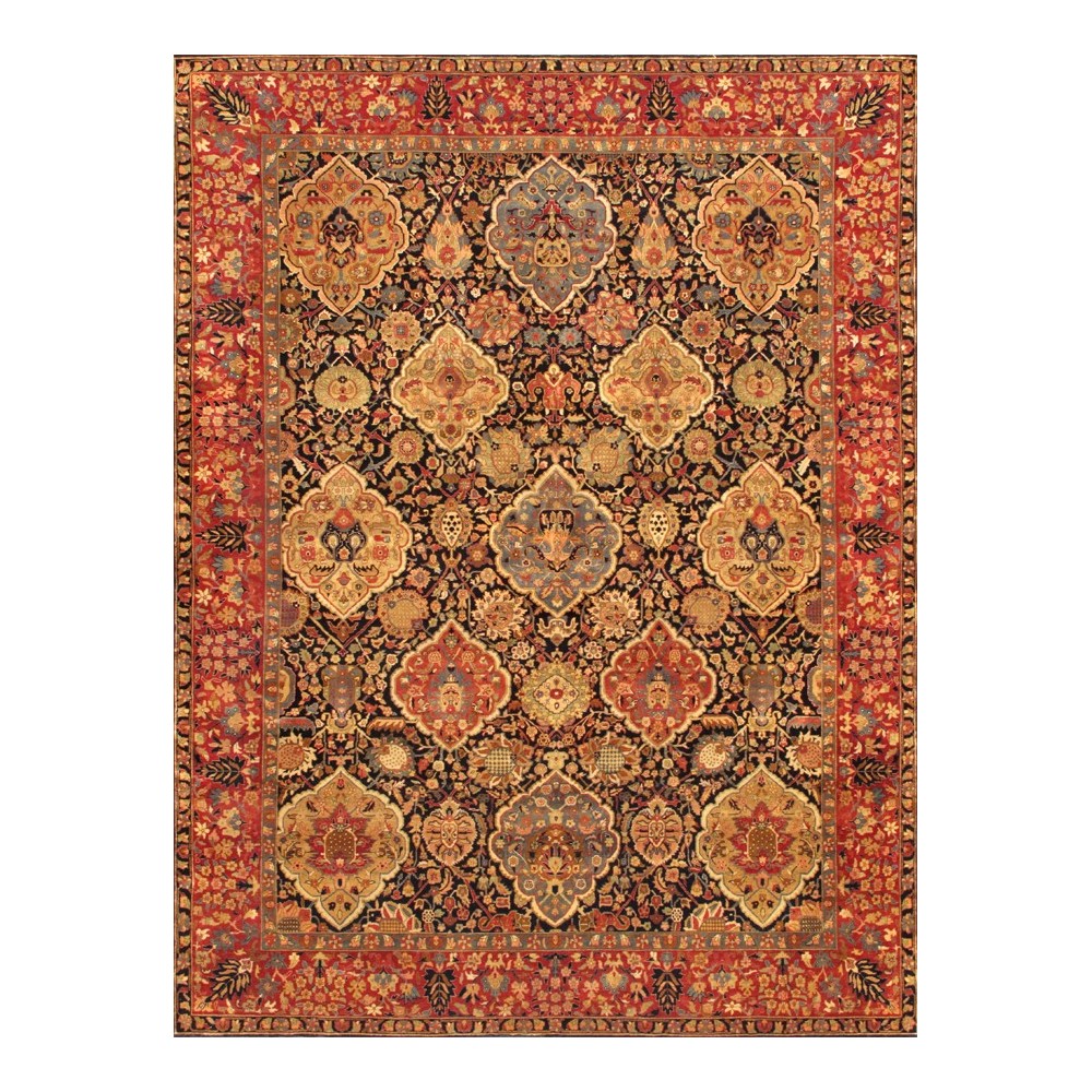 Pasargad Home Kerman Collection Hand-Knotted Wool Area Rug- 6' 1" X 9' 0"