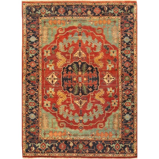 Pasargad Home Serapi Collection Hand-Knotted Wool Area Rug- 4' 2" X 6' 2"