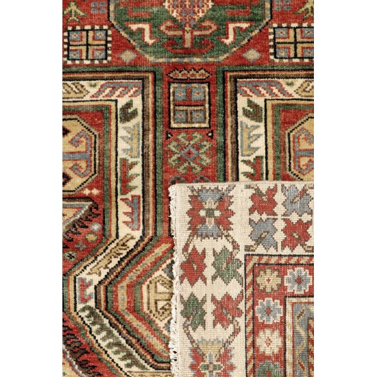 Pasargad Home Kazak Collection Hand-Knotted Wool Area Rug- 5' 2" X 8' 0"