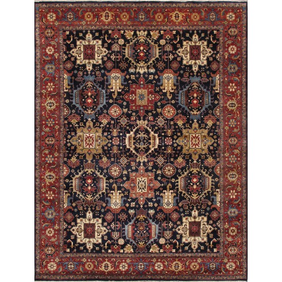 Pasargad Home Karabakh Collection Hand-Knotted Wool Area Rug- 7' 9" X 10' 3"