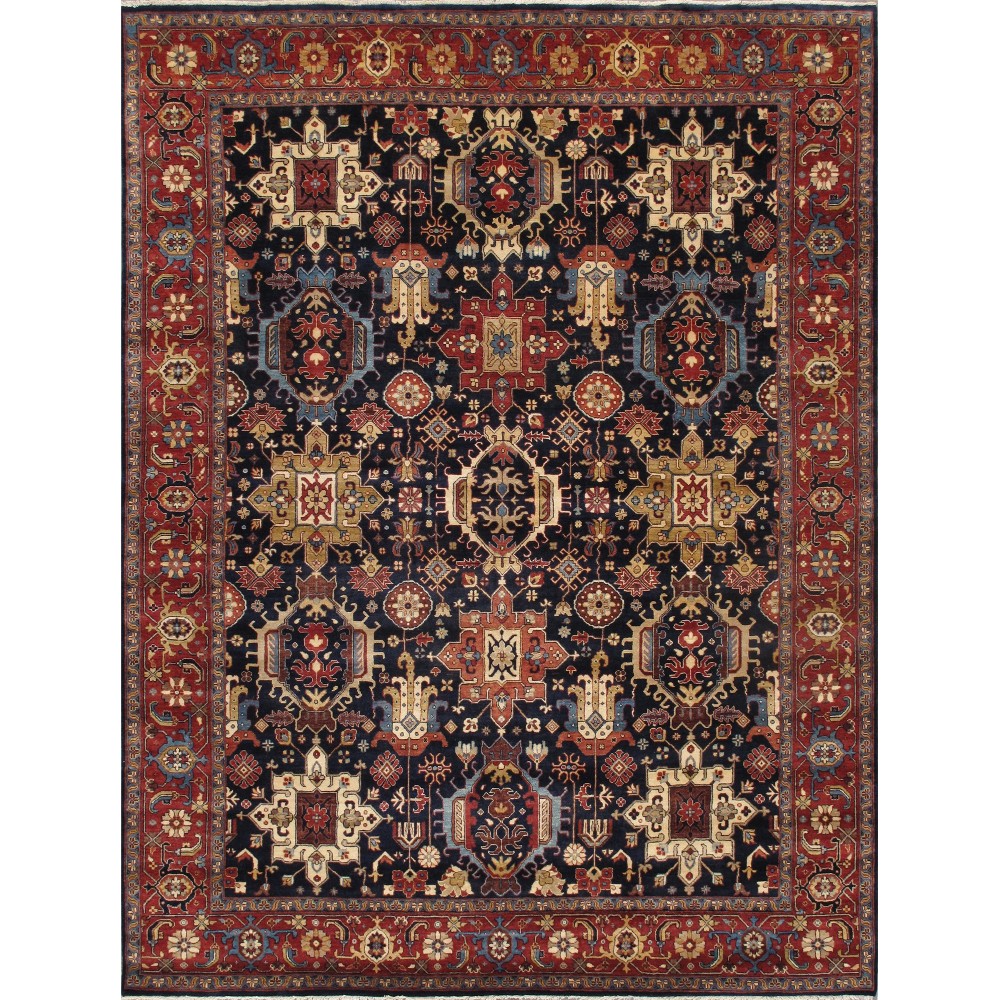 Pasargad Home Karabakh Collection Hand-Knotted Wool Area Rug- 7' 9" X 10' 3"