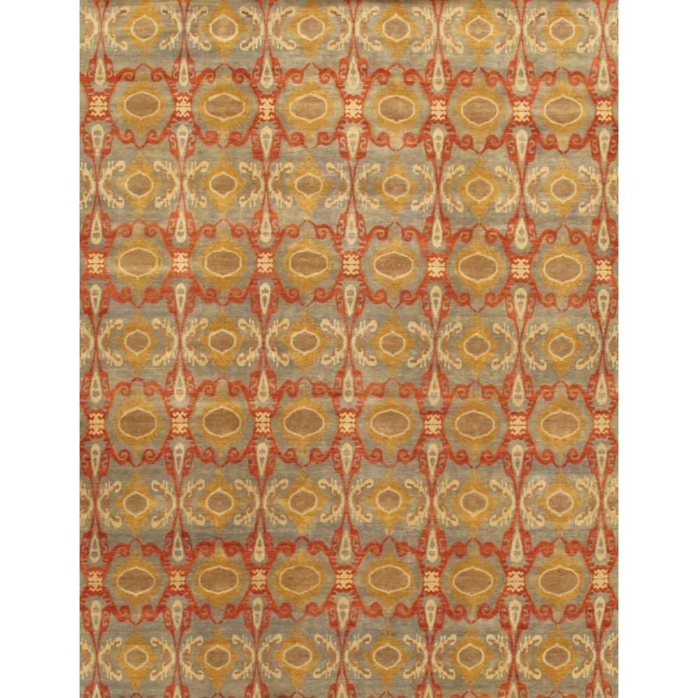 Pasargad Home Ikat Collection Hand-Knotted Lamb's Wool Area Rug- 4' 1" X 6' 2"