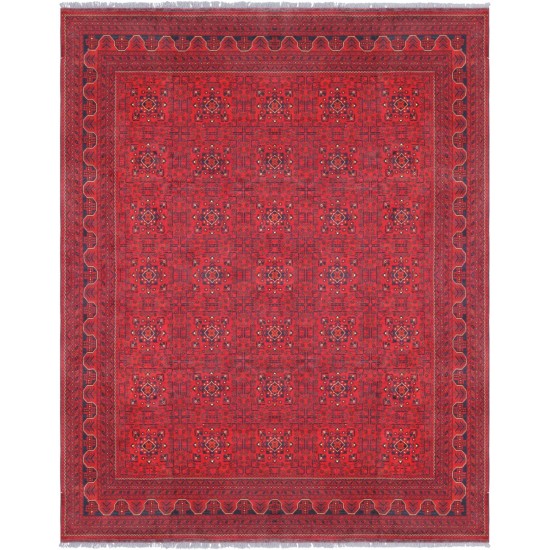 Pasargad Home Yamoud Hand-Knotted Lamb's Wool Area Rug- 9' 10" X 12' 9"