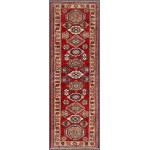 Pasargad Home Kazak Collection Hand-Knotted Lamb's Wool Runner- 2' 4" X 7' 4"