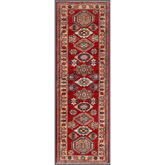 Pasargad Home Kazak Collection Hand-Knotted Lamb's Wool Runner- 2' 4" X 7' 4"