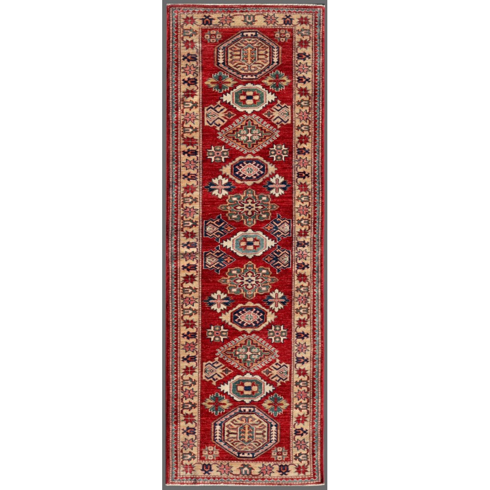 Pasargad Home Kazak Collection Hand-Knotted Lamb's Wool Runner- 2' 4" X 7' 4"