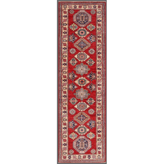 Pasargad Home Kazak Collection Hand-Knotted Lamb's Wool Runner- 2' 6" X 8' 6"