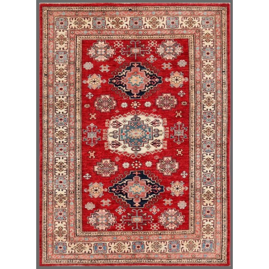 Pasargad Home Kazak Collection Hand-Knotted Lamb's Wool Area Rug- 4' 8" X 6' 6"