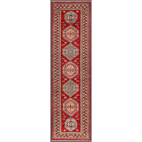 Pasargad Home Kazak Collection Hand-Knotted Lamb's Wool Runner- 2' 2" X 7' 10"