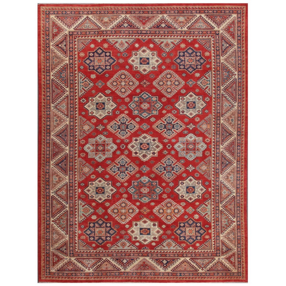 Pasargad Home Kazak Hand-Knotted Lamb's Wool Area Rug- 10' 0" X 13' 7"