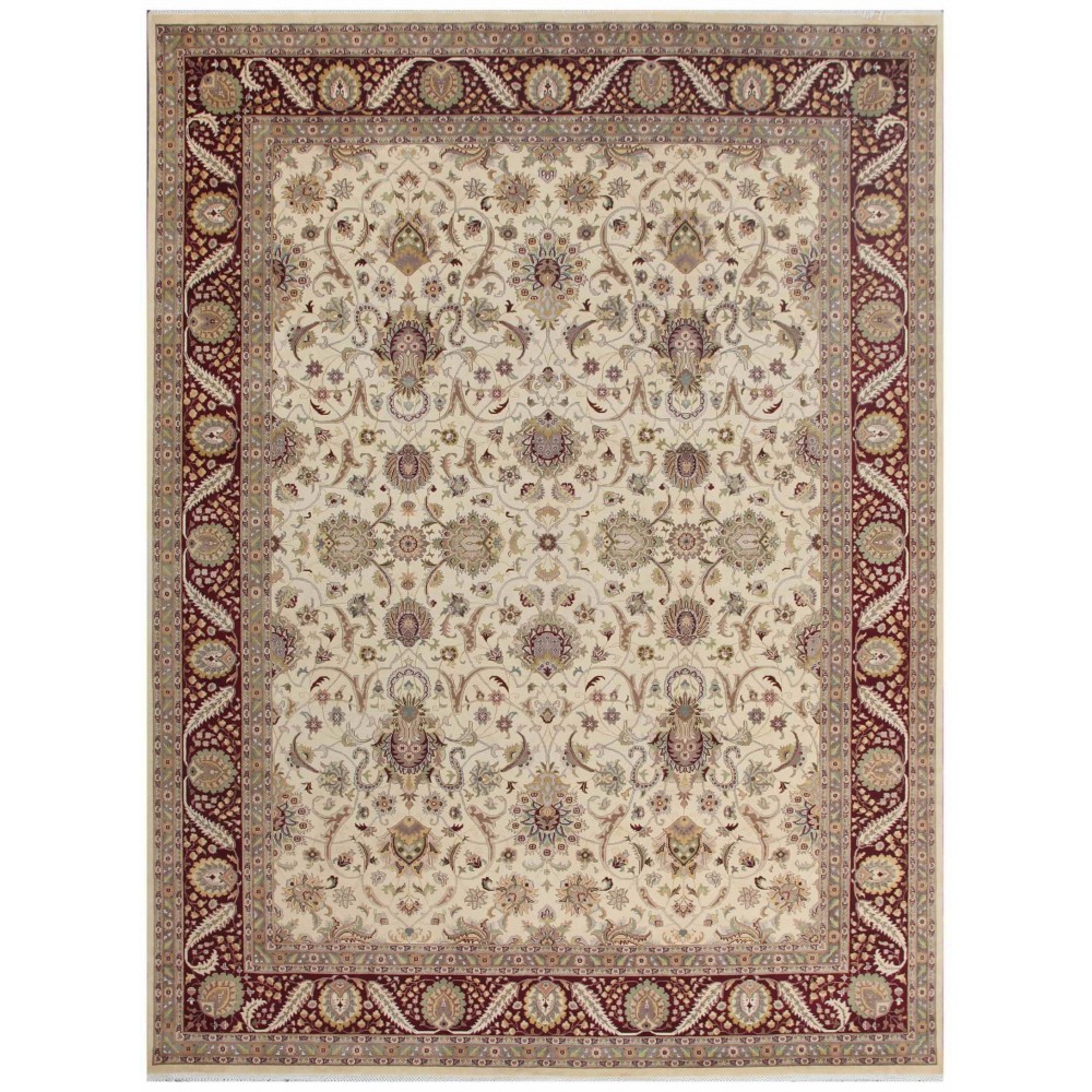 Pasargad Home Tabriz Hand-Knotted Lamb's Wool Area Rug- 9' 1" X 12' 2"