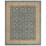 Pasargad Home Area Rug Tabriz Hand-Knotted Lamb's Wool Blue 8' 4" X 10' 3"