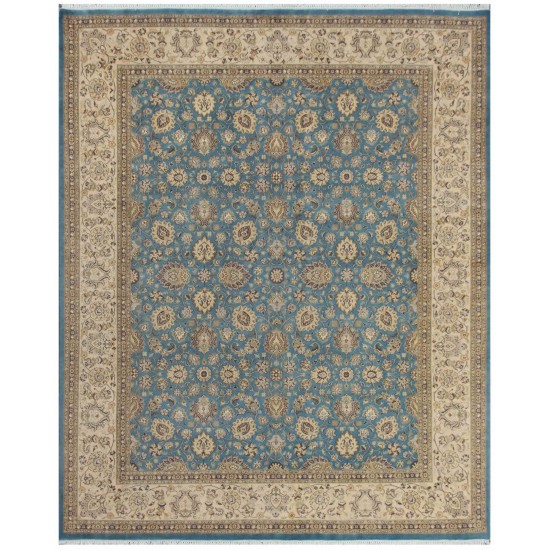 Pasargad Home Area Rug Tabriz Hand-Knotted Lamb's Wool Blue 8' 4" X 10' 3"