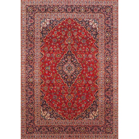 Pasargad Home Kashan Hand-Knotted Lamb's Wool Area Rug- 7'10" X 11' 3"