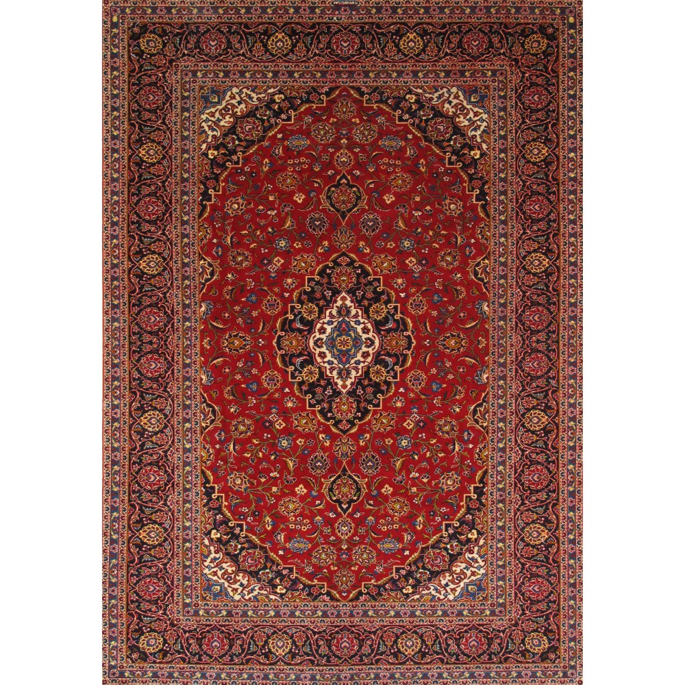 Pasargad Home Antique Kashan Collection Red Lamb's Wool Area Rug- 8' 2" X 11' 5" Pasargad Home Antique Kashan Collection Red Lamb's Wool Area Rug- 8' 2" X 11' 5"