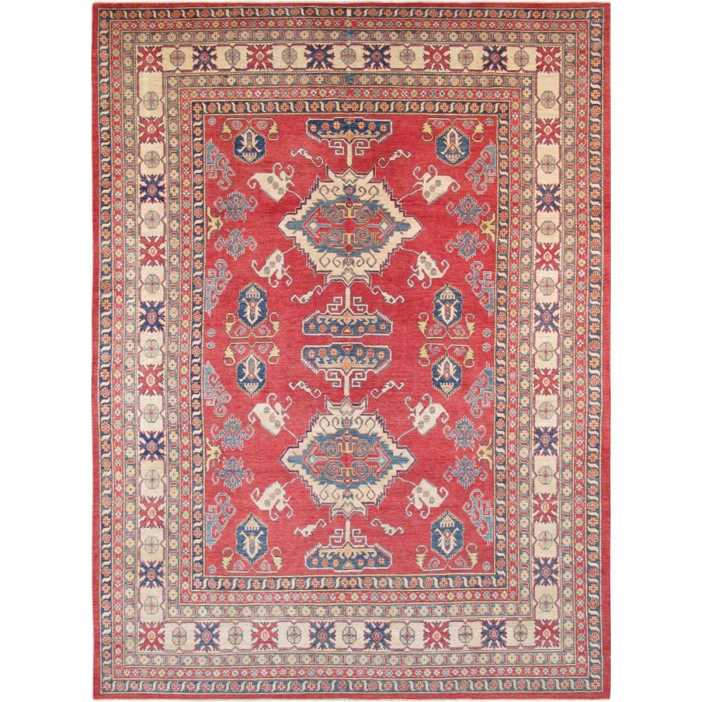 Pasargad Home Kazak Collection Hand-Knotted Wool Area Rug- 9' 7" X 13' 4"