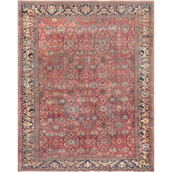 Pasargad Home Antique Ferehan Collection Rust Wool Area Rug-10' 6" X 13' 3"