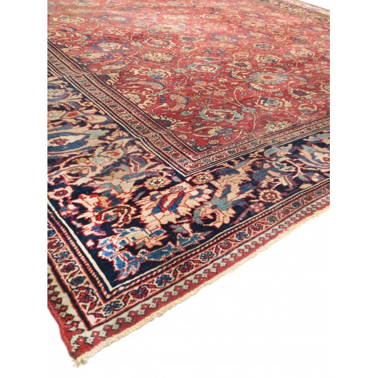 Pasargad Home Antique Ferehan Collection Rust Wool Area Rug-10' 6" X 13' 3"