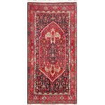 Pasargad Home Antique Bidjar Collection Red Wool Area Rug- 4' 2" X 8' 9"