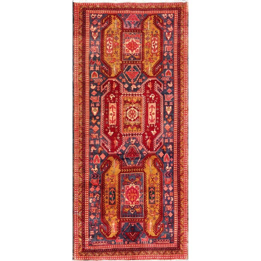 Pasargad Home Vintage N.w. Collection Red Wool Area Rug- 4' 6" X 10' 2"