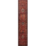 Pasargad Home Vintage Karajeh Collection Rust Wool Area Rug- 3' 0" X 14'10"