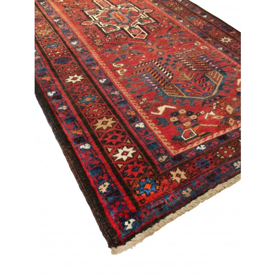 Pasargad Home Vintage Karajeh Collection Rust Wool Area Rug- 3' 0" X 14'10"