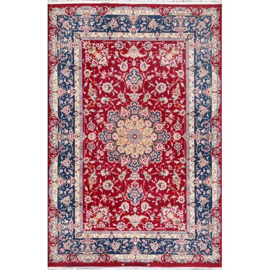 Pasargad Home Isfahan Collection Hand-Knotted Wool Area Rug- 4' 4" X 6' 8"