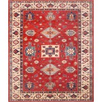 Pasargad Home Kazak Collection Hand-Knotted Wool Area Rug- 8' 11" X 10' 10"