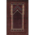 Pasargad Home Antique Balouch Collection Red Lamb's Wool Area Rug- 2' 9" X 4' 7"