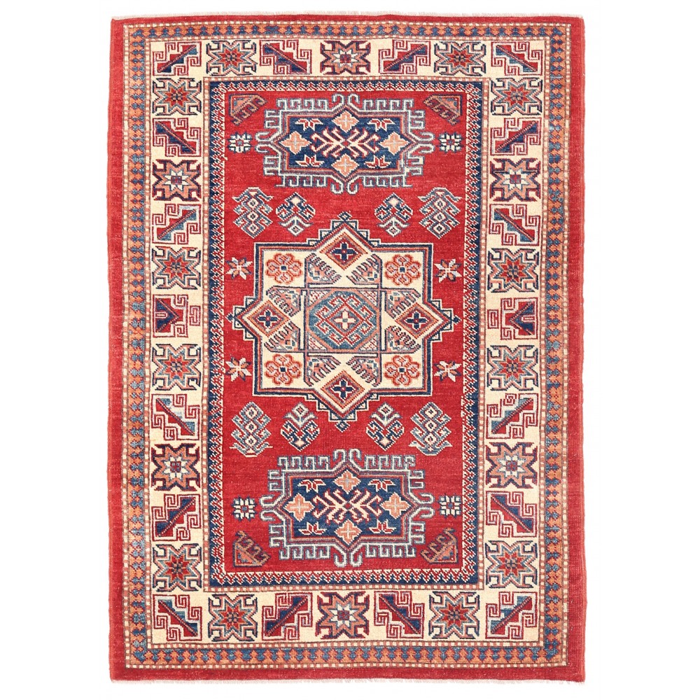 Pasargad Home Kazak Collection Hand-Knotted Wool Area Rug- 4' 2" X 5'11" Pasargad Home Kazak Collection Hand-Knotted Wool Area Rug- 4' 2" X 5'11"