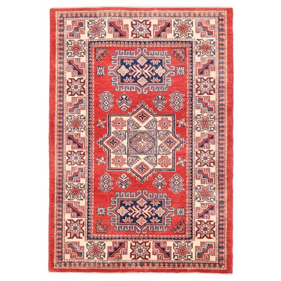 Pasargad Home Kazak Collection Hand-Knotted Wool Area Rug- 3'11" X 5' 9"