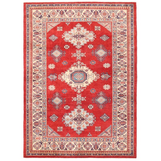 Pasargad Home Kazak Collection Hand-Knotted Wool Area Rug- 6' 8" X 9' 4"