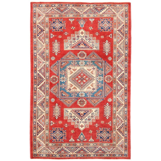 Pasargad Home Kazak Collection Wool Area Rug- 6' 2" X 9'10"