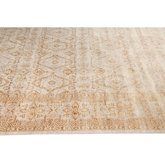 Pasargad Home Transitional Hand-Knotted Silk & Wool Area Rug- 9' 0" X 12' 0"