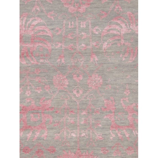 Pasargad Home Transitional Hand-Knotted Silk & Wool Area Rug- 8'11" X 11' 9"