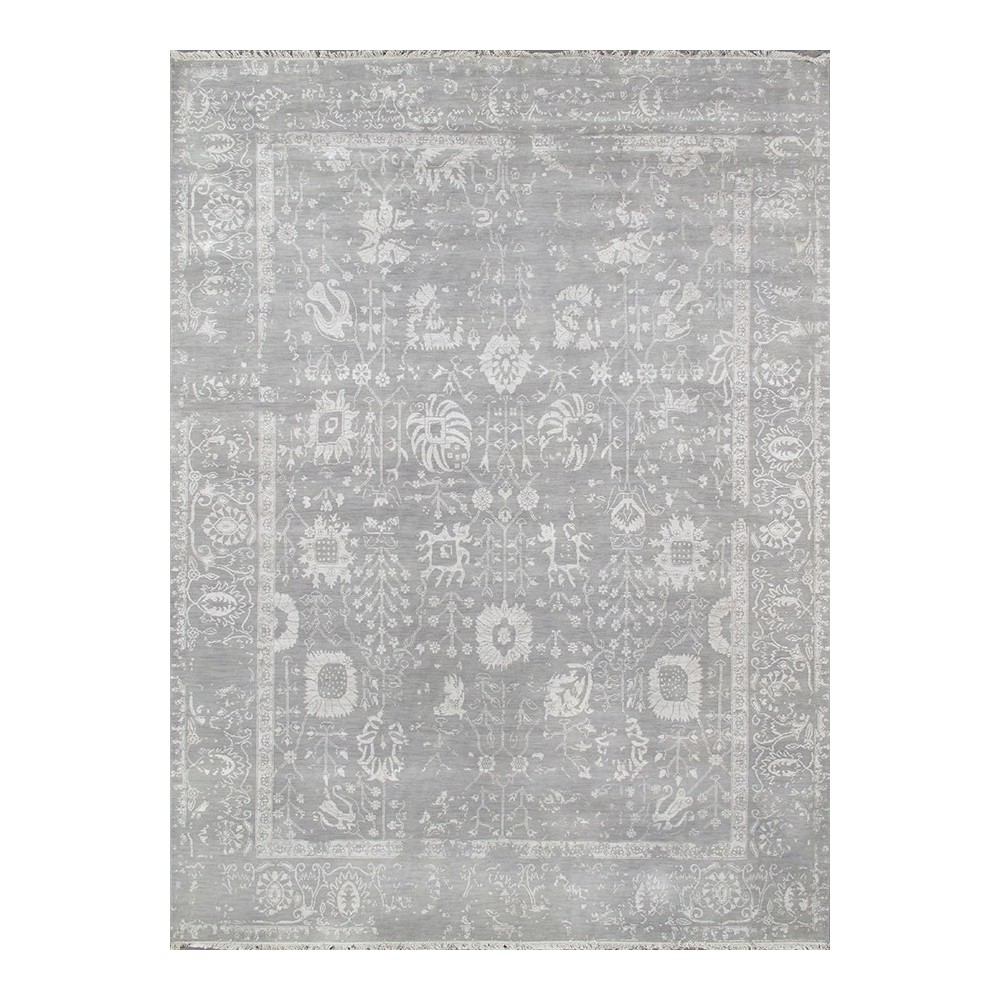 Pasargad Home Transitional Hand-Knotted Silk & Wool Area Rug- 8' 0" X 10' 2"