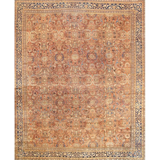 Pasargad Home Antique Mahal Salmon Lamb's Wool Area Rug-12'10" X 17' 0"