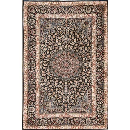 Pasargad Home Qum Colletion Hand-Knotted Pure Silk Area Rug- 3' 2" X 4'10"