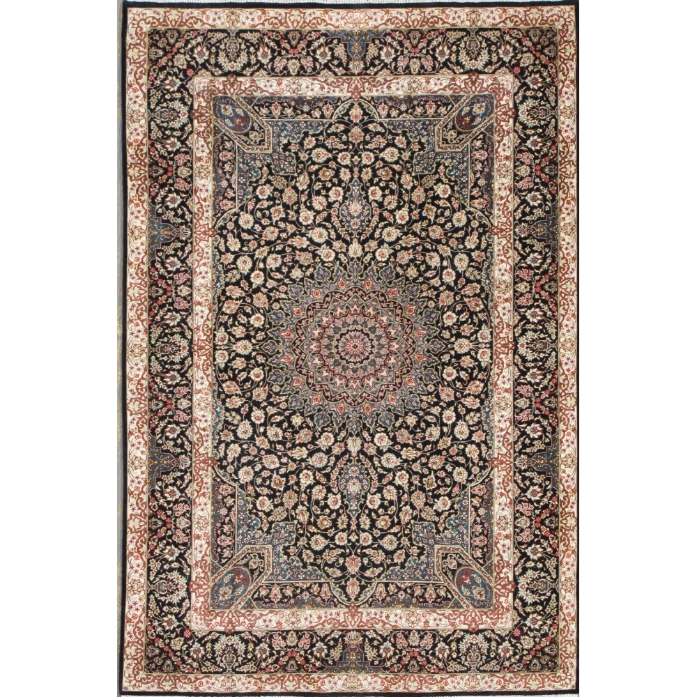 Pasargad Home Qum Colletion Hand-Knotted Pure Silk Area Rug- 3' 2" X 4'10"