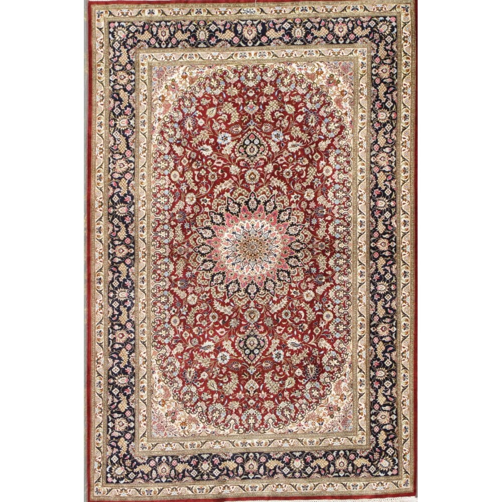 Pasargad Home Qum Colletion Hand-Knotted Pure Silk Area Rug- 3' 3" X 4'11"