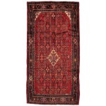 Pasargad Home Vintage Shiraz Collection Red Lamb's Wool Area Rug- 5' 0" X 9'11"