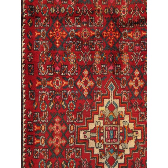 Pasargad Home Vintage Shiraz Collection Red Lamb's Wool Area Rug- 5' 0" X 9'11"